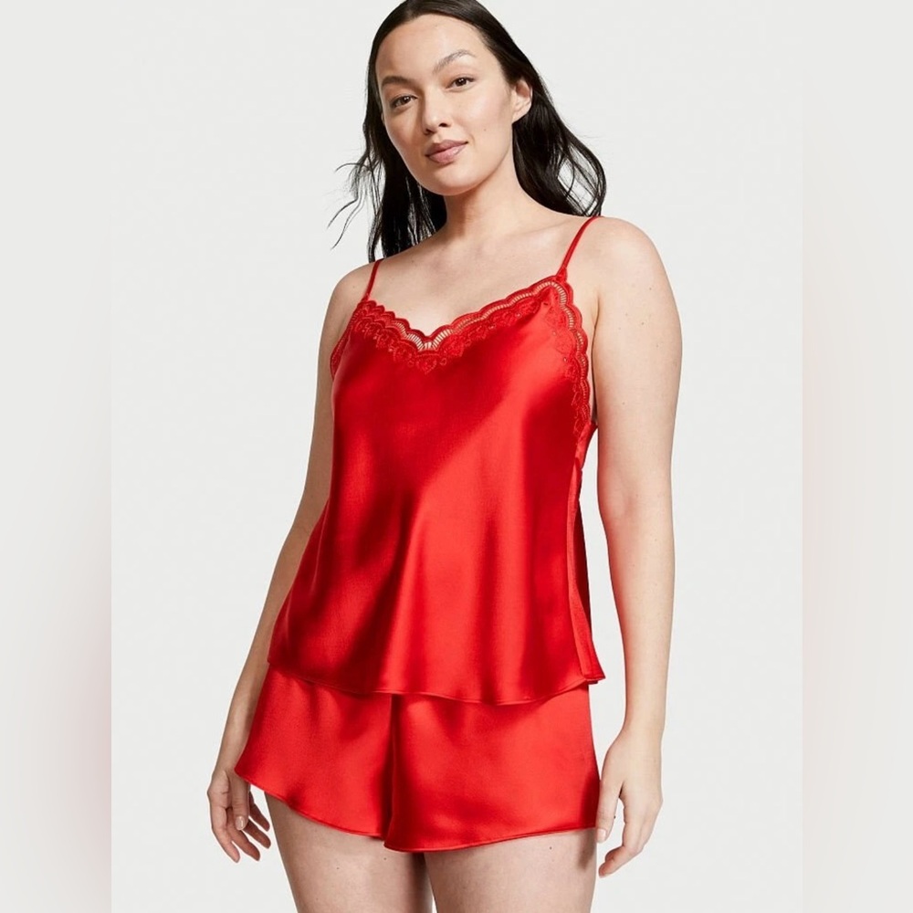 Victorias Secret red satin cami set